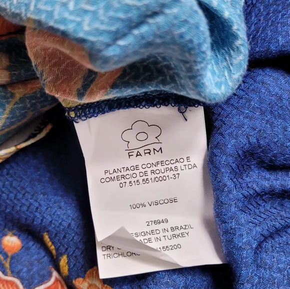 Farm Rio Anthropologie Blue Floral Wide Leg Jumpsuit Medium - Picture 10 of 12